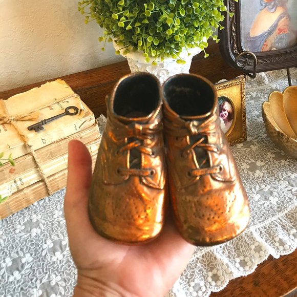 vintage copper dipped baby shoes